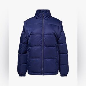 WeWoreWhat Zip Off Sleeve Puffer Jacket in Navy. Size M. NWT!